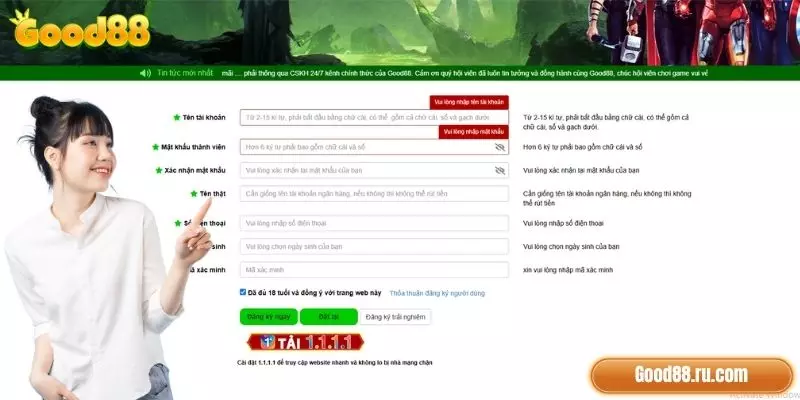Hướng dẫn các bước đăng ký Good88 dễ dàng