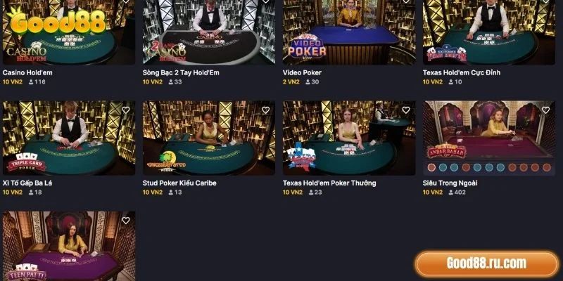 Poker Good88 là trò chơi đánh bài hấp dẫn